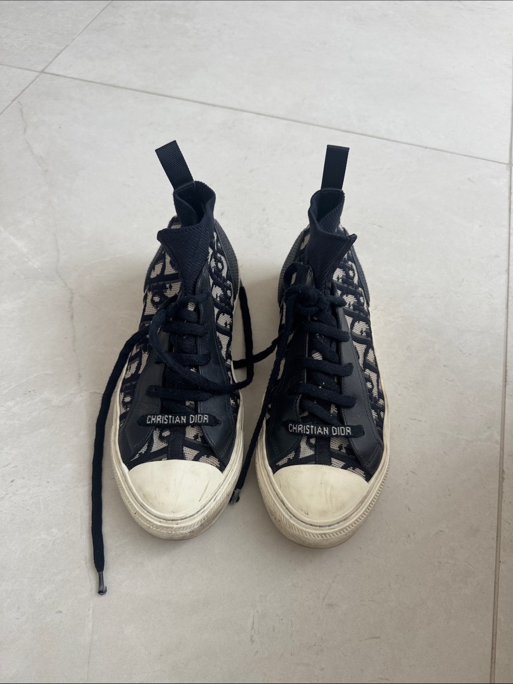 Dior Kids Black & Cream Logo High-Top Sneakers